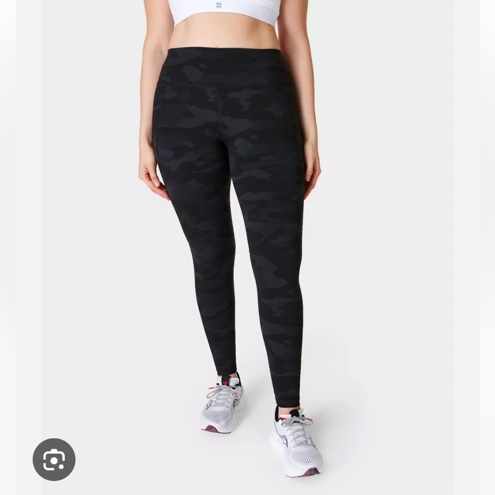 Sweaty Betty Power 7/8 Leggings Tights Black Grey Camo Print - Picture 1 of 6